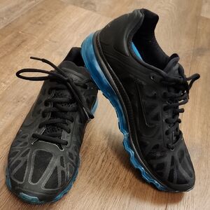 Nike Air Max Plus Running Shoe 2011 429890-040 Black Neon Blue Women's size 9